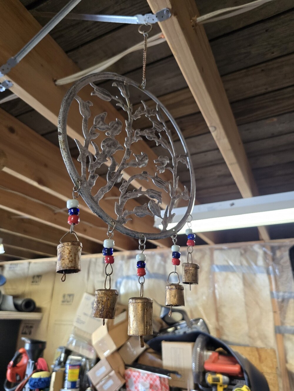 Metal Tree of Life Wind Chime with Beads